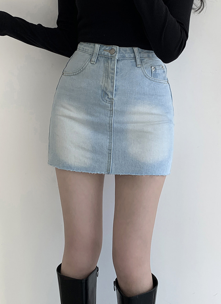 ウオッシュカットデニムミニスカート | レディースファッション通販