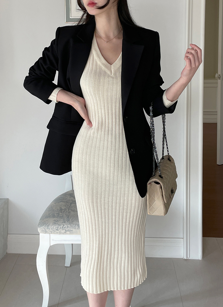 DRESS HERSELF オンライン ニットワンピース/シルクウール クルーネック