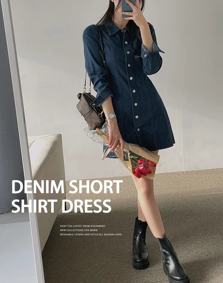 Aラインデニムシャツミニワンピース | DHOLIC | 詳細画像1