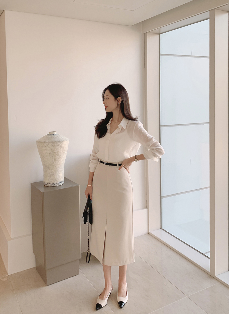 ベルト付スリットIラインスカート | レディースファッション通販 - DHOLIC