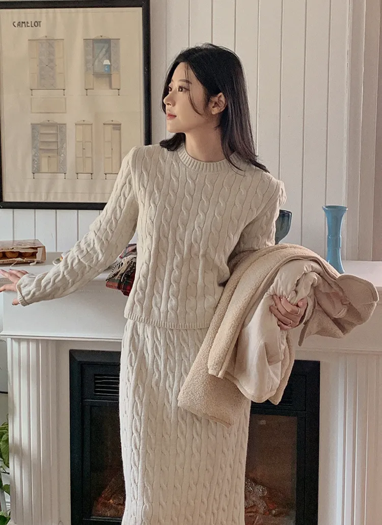 ケーブルニット&ストリングスカートSET | hotping | 詳細画像1