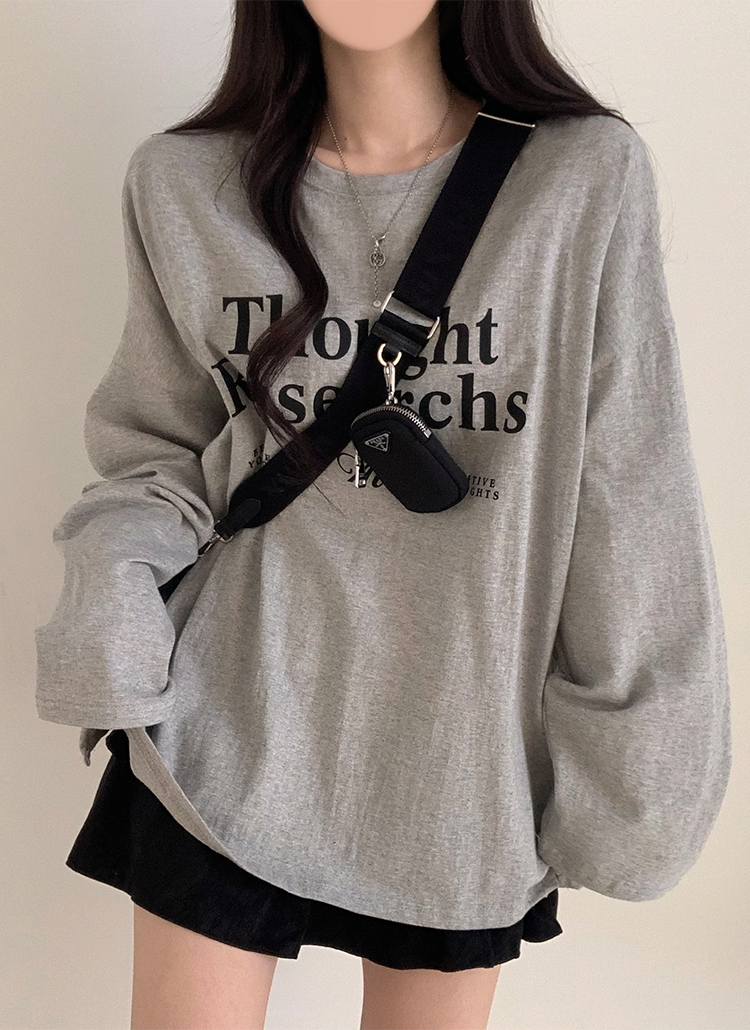 英字オーバー長袖Tシャツ | レディースファッション通販 - DHOLIC
