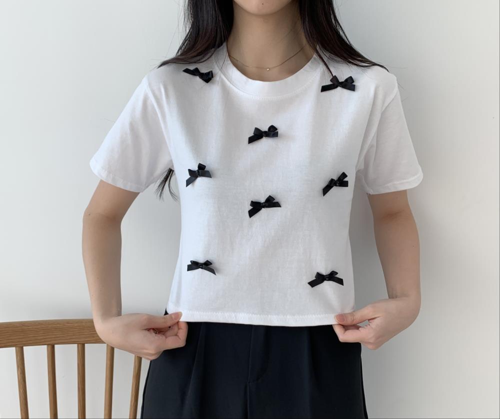 配色リボンクロップドTシャツ | 詳細画像2
