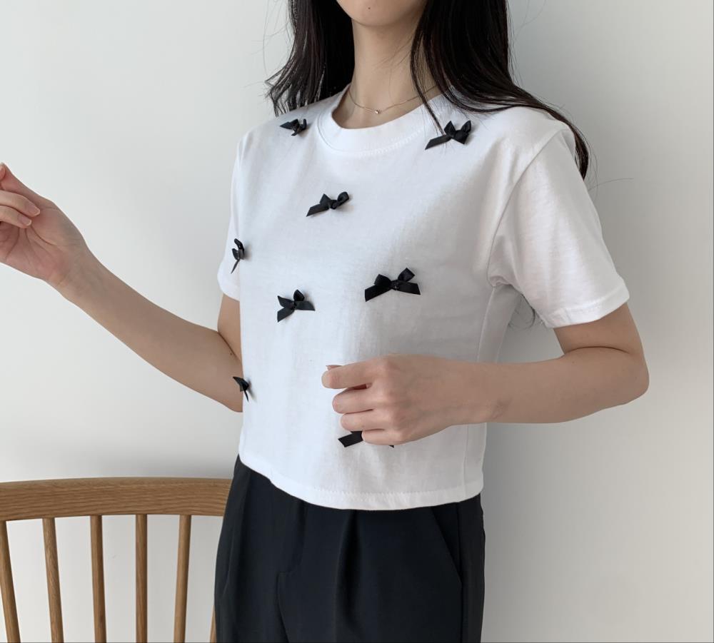 配色リボンクロップドTシャツ | 詳細画像3