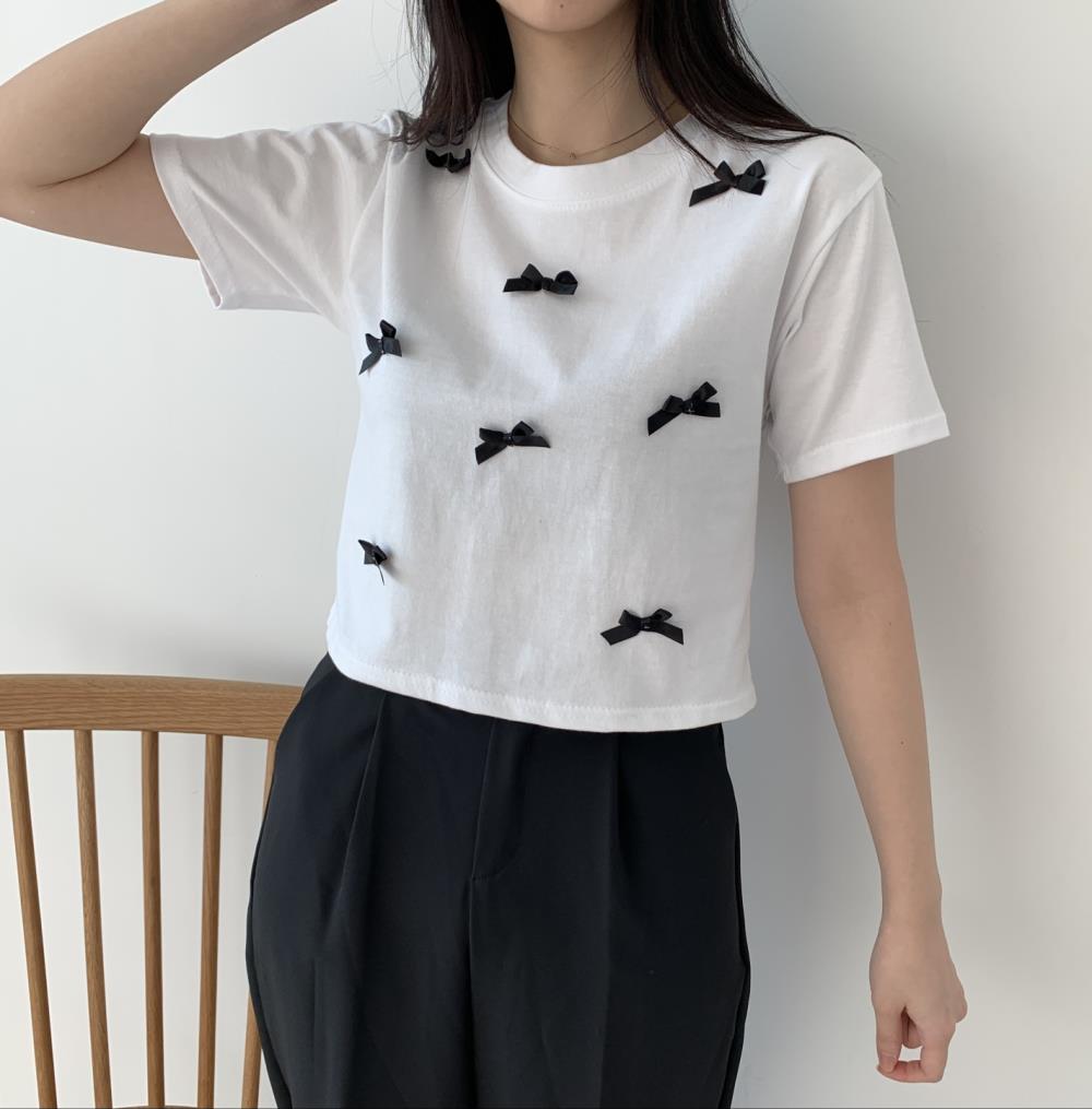 配色リボンクロップドTシャツ | 詳細画像4