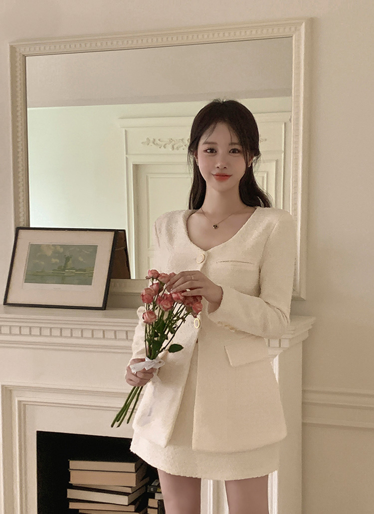 Uネックツイードジャケット&ミニスカートSET | レディースファッション