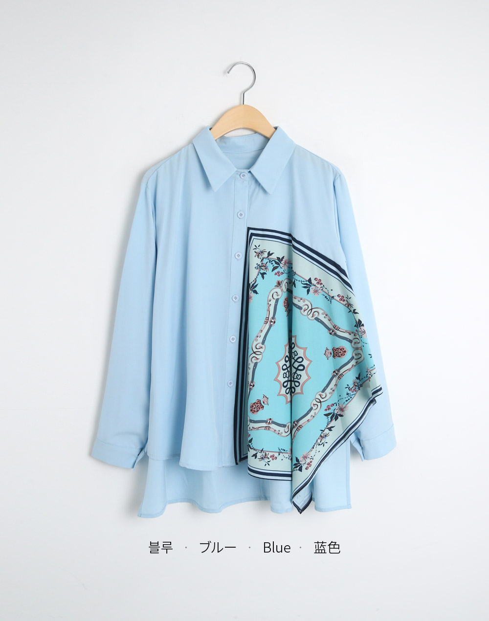 ハーフ花柄配色アンバランスシャツ | DHOLIC | 詳細画像17