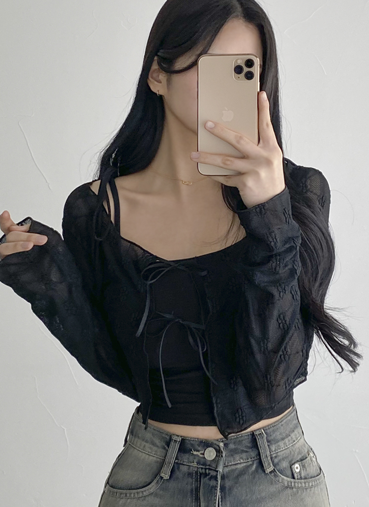 売れ筋商品|||ブルーガールフォリー 黒リボン付カーディガン 42 Blugirl - ブルーガール フォリー カーディガン ニット 長袖