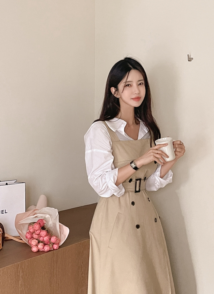 ベルト付トレンチビスチェワンピース | レディースファッション通販