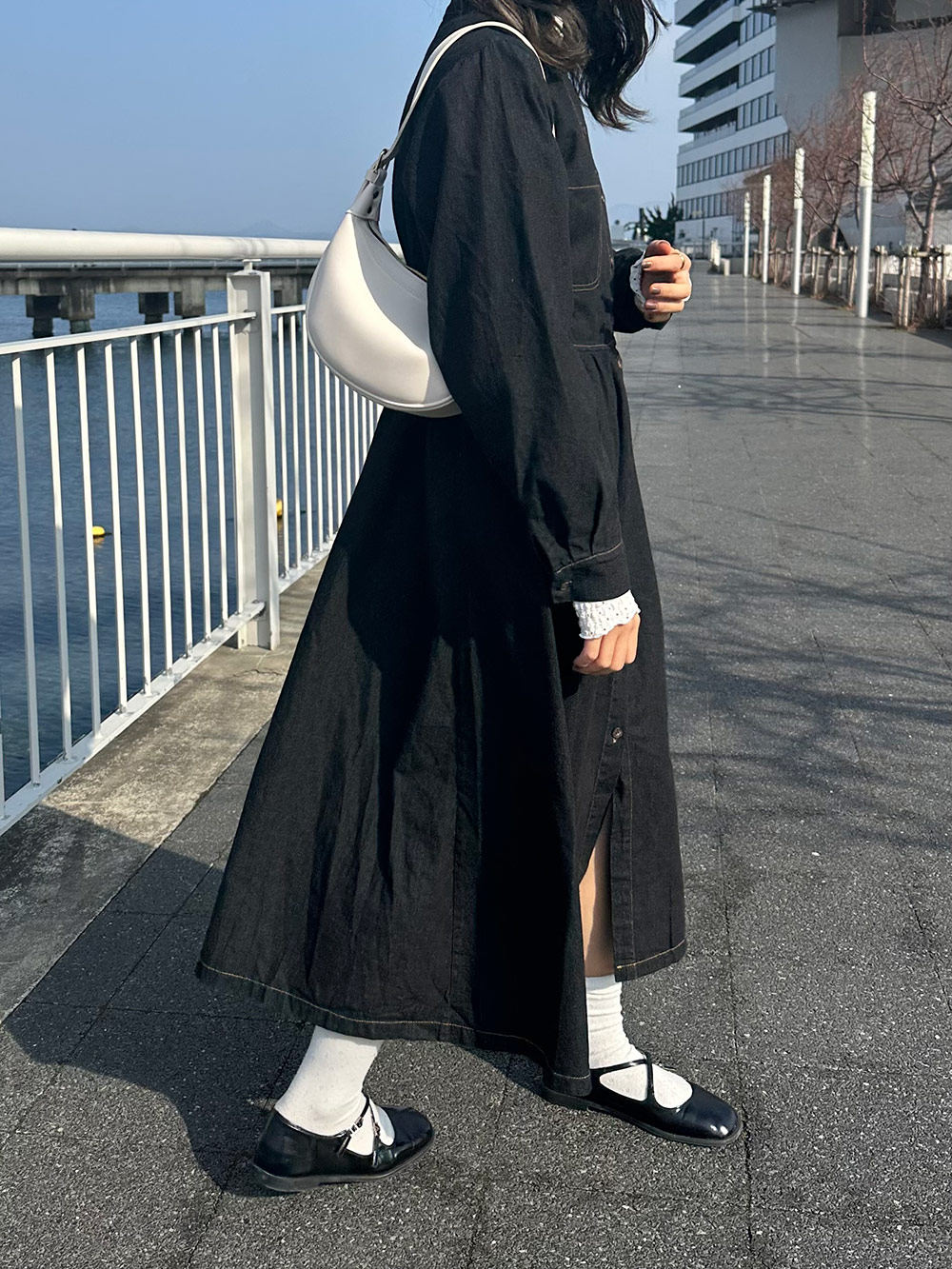 デニムロングコットンワンピース | レディースファッション通販 デニムロングコットンワンピース | レディースファッション通販
