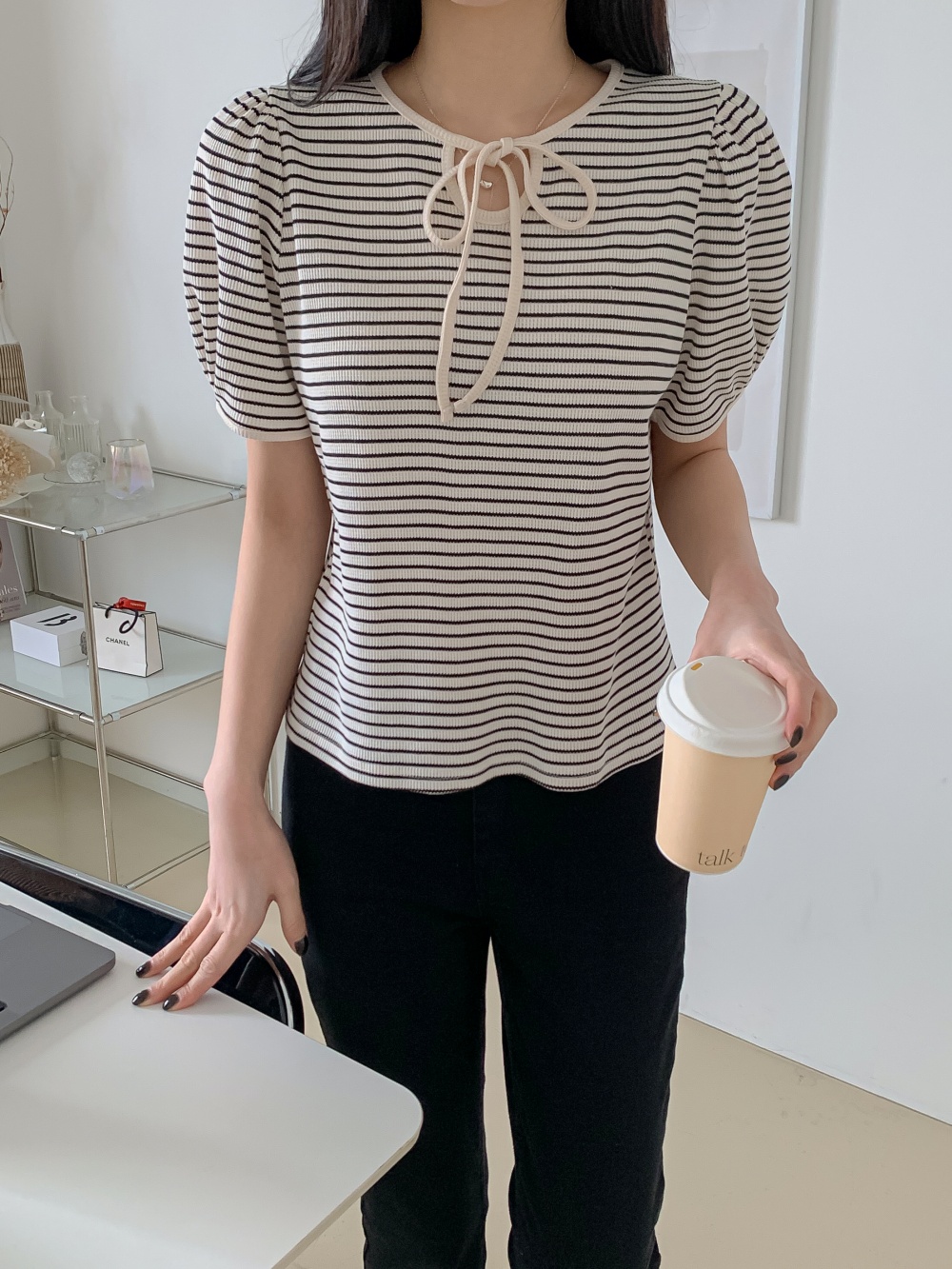 ボーダー半袖パフリボンTシャツ | 詳細画像28