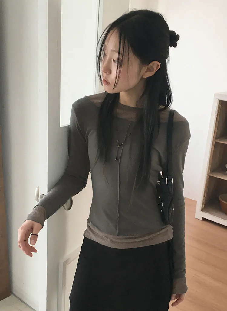 配色ライン長袖Tシャツ | WONDERWONDER | 詳細画像1