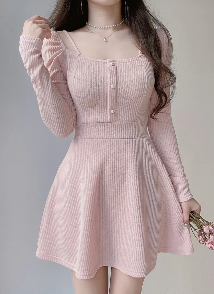 ★ChicLine★ エンディア スクエアパフ ベルトワンピース スクエアネックパフフレアミニワンピース | レディース