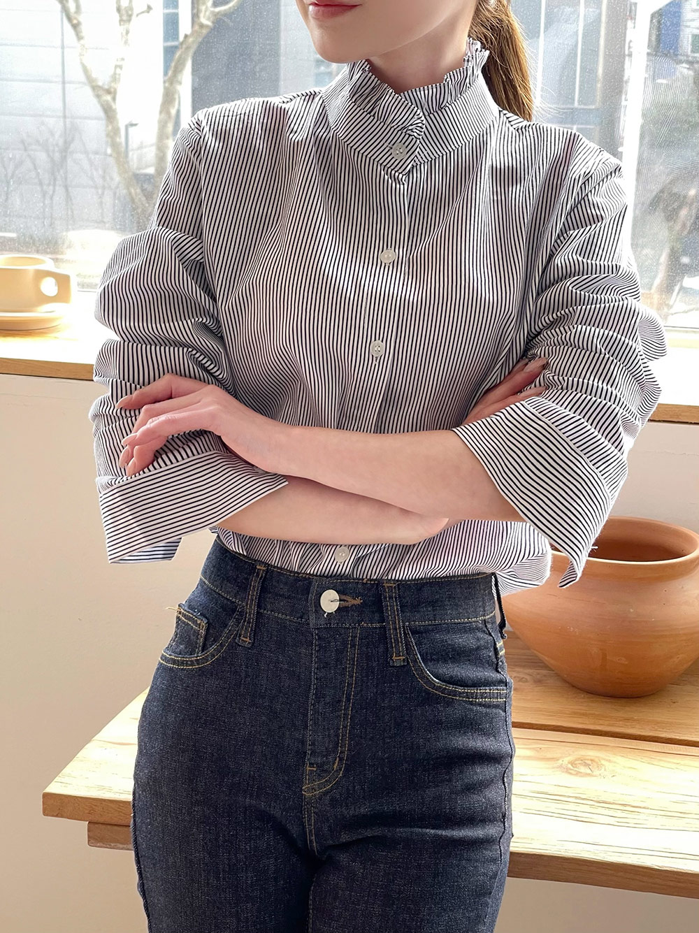 2TYPEフリルハイネックシャツ | レディースファッション通販 - DHOLIC