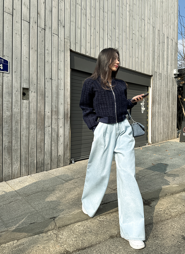 ツータックワイドデニムパンツ | レディースファッション通販 - DHOLIC