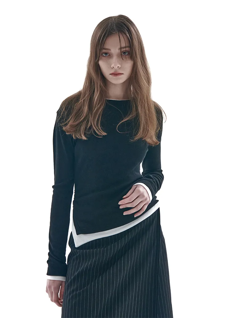 重ね着風長袖Tシャツ(BLACK) | 詳細画像1