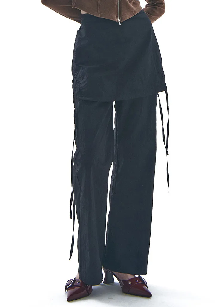 ストリングスカートワイドパンツ(BLACK) | 詳細画像1