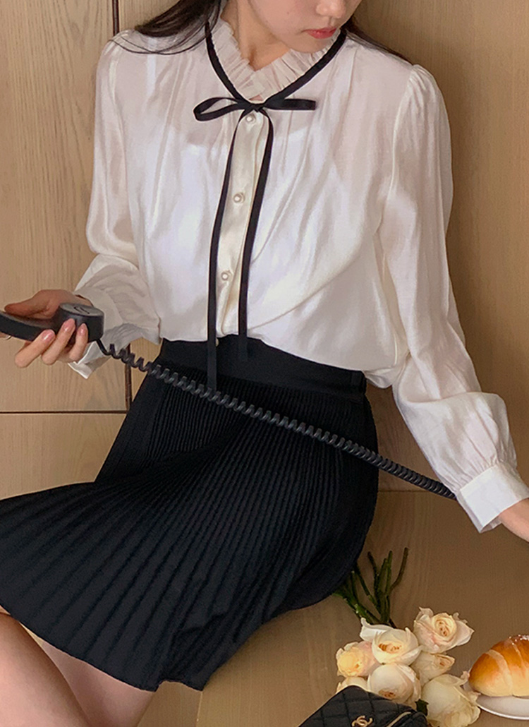 シフォンフリルネックリボンブラウス | レディースファッション通販