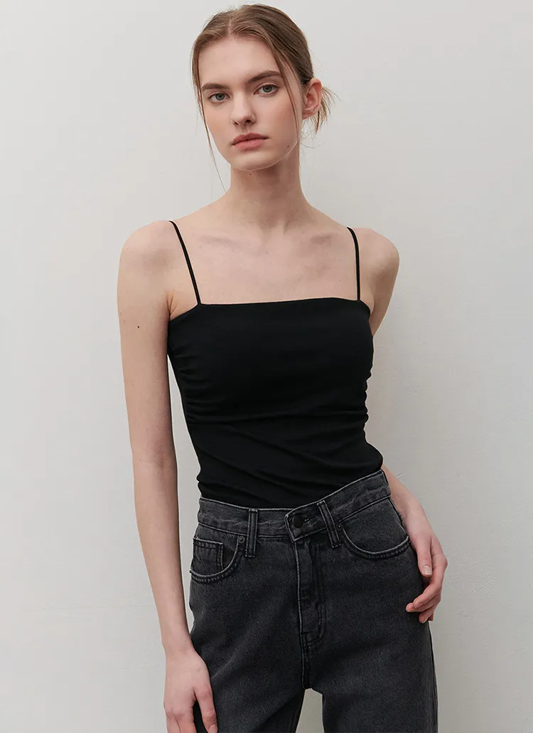 カップ付シャーリングキャミソール(BLACK) | 詳細画像1