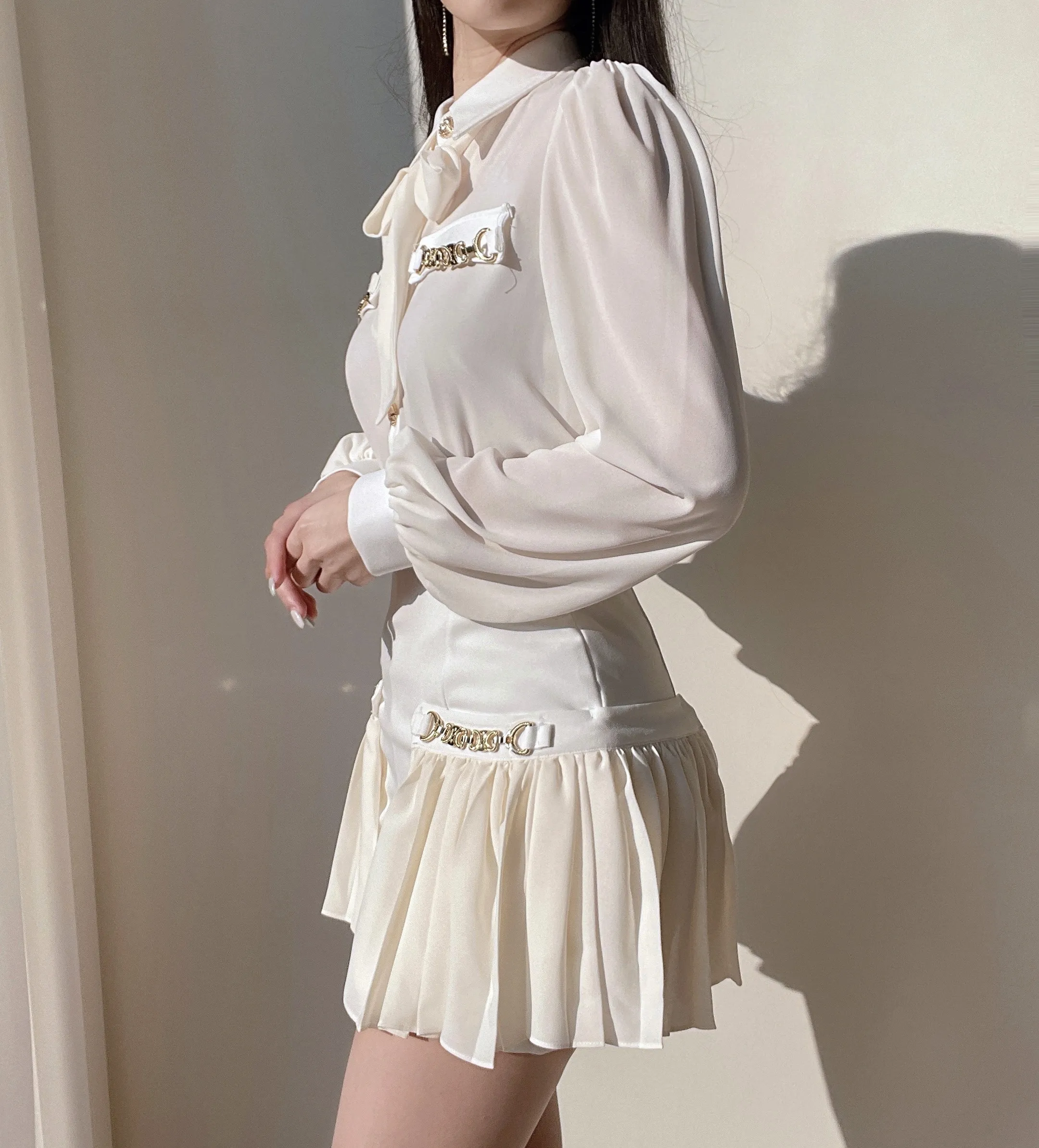 チェーンシフォンプリーツミニスカート | mirangmirang | 詳細画像10
