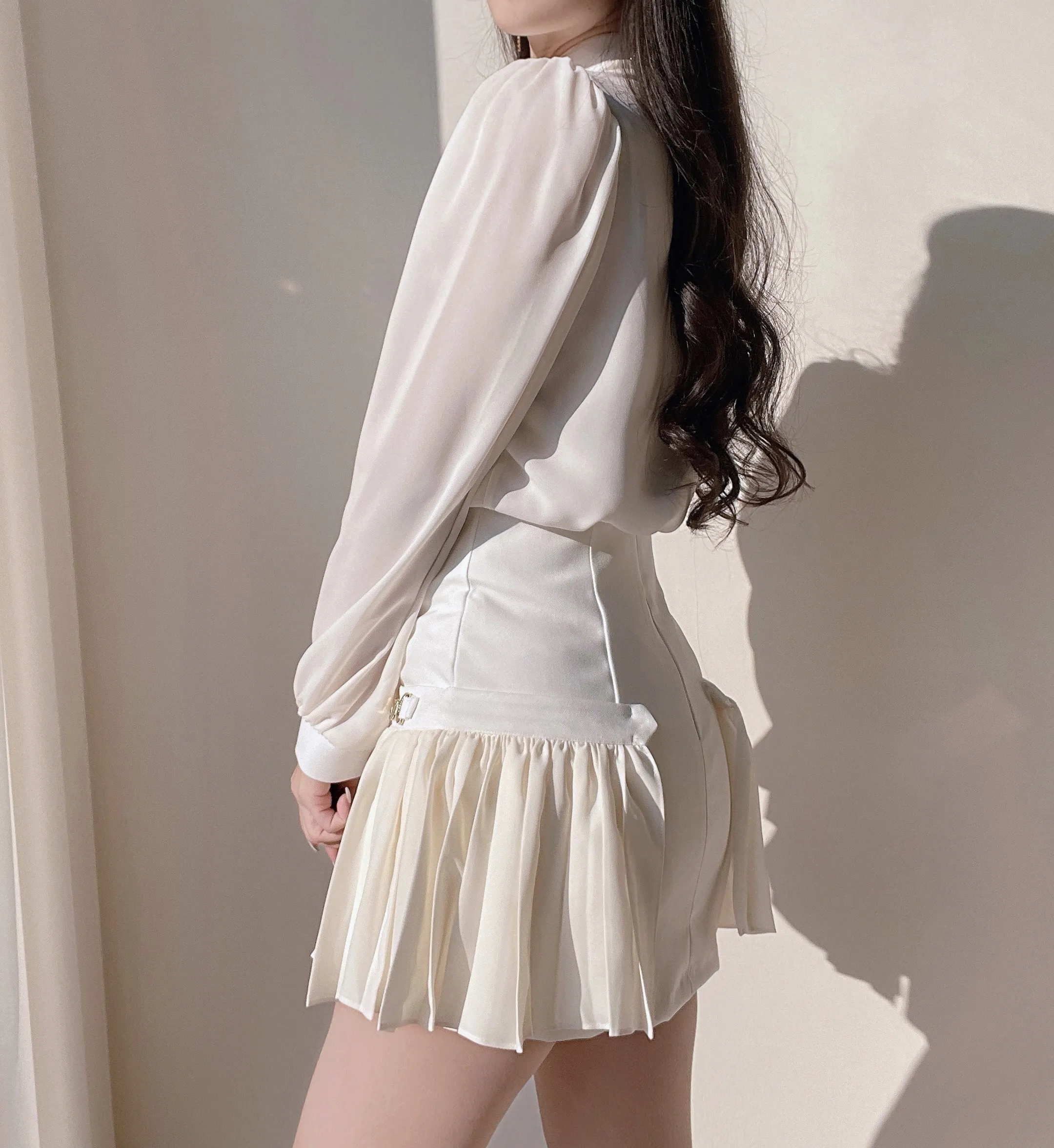 チェーンシフォンプリーツミニスカート | mirangmirang | 詳細画像12