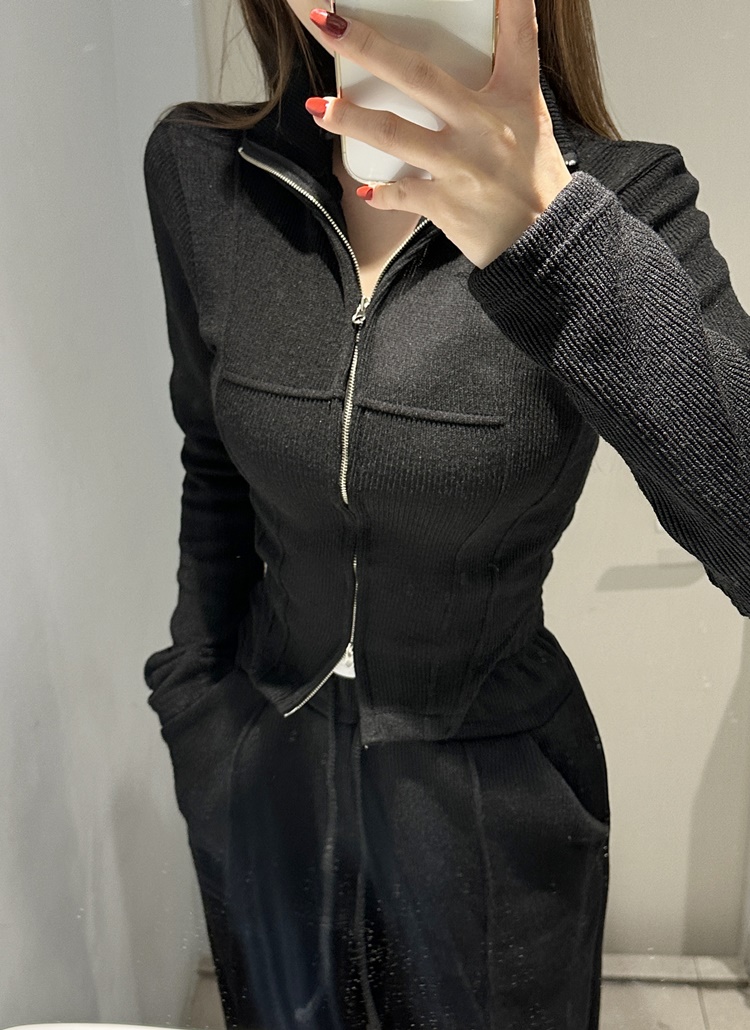 ダブルジップハイネックスリムTシャツ | レディースファッション通販