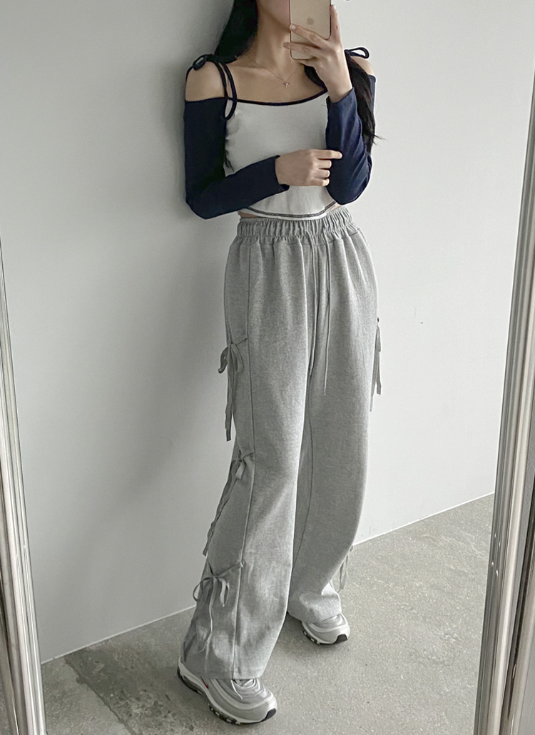 ドロストサイドリボンスウェットパンツ | レディースファッション通販
