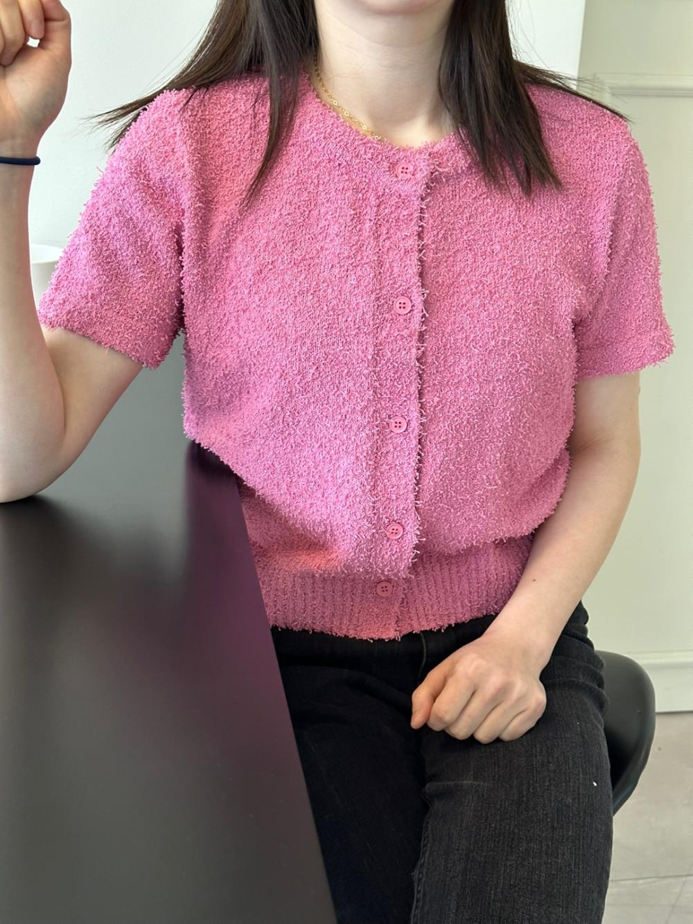 2TYPEブークレクロップド半袖カーディガン | レディースファッション