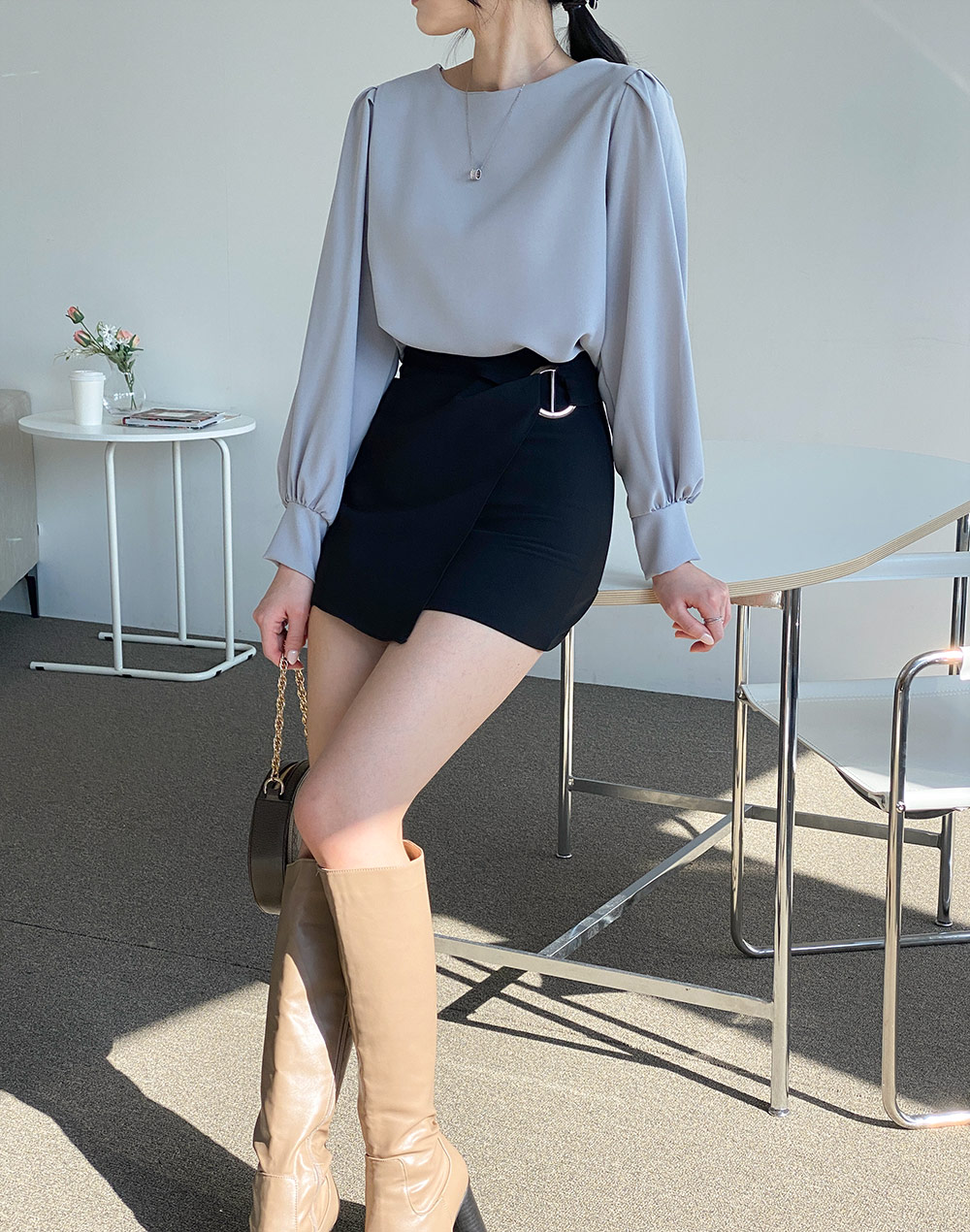 パンツ裏地リングラップ調ミニスカート | DHOLIC | 詳細画像4