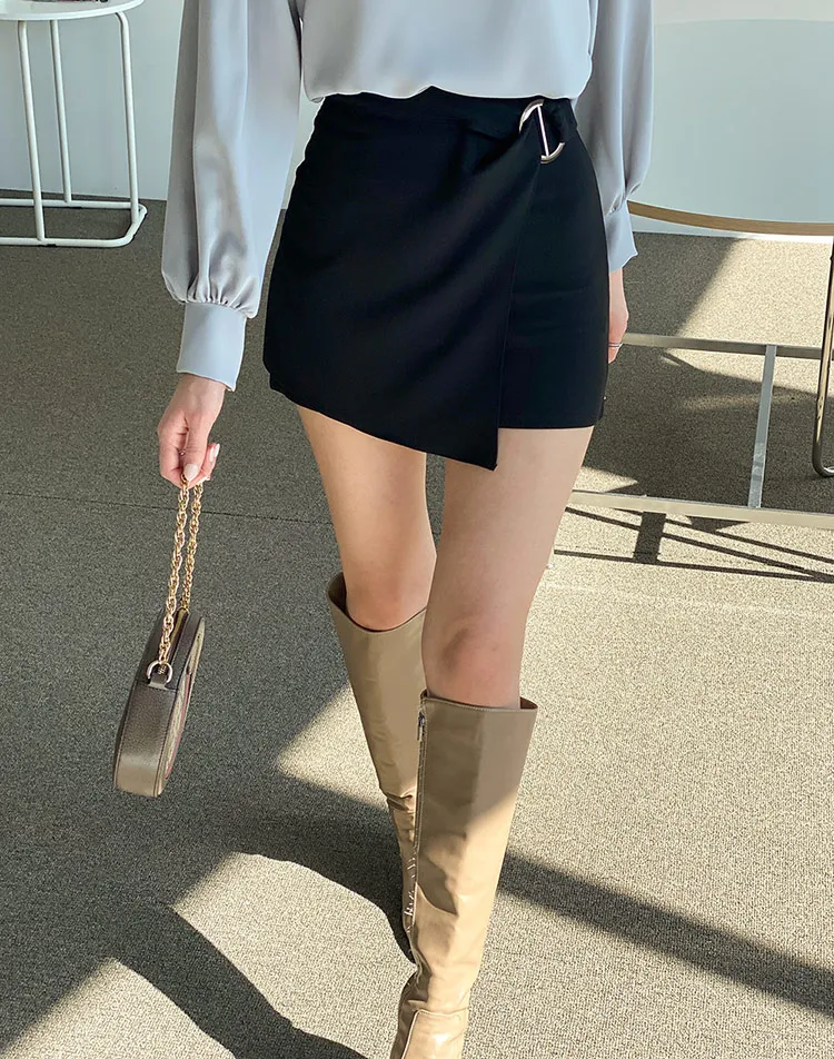 パンツ裏地リングラップ調ミニスカート | DHOLIC | 詳細画像1