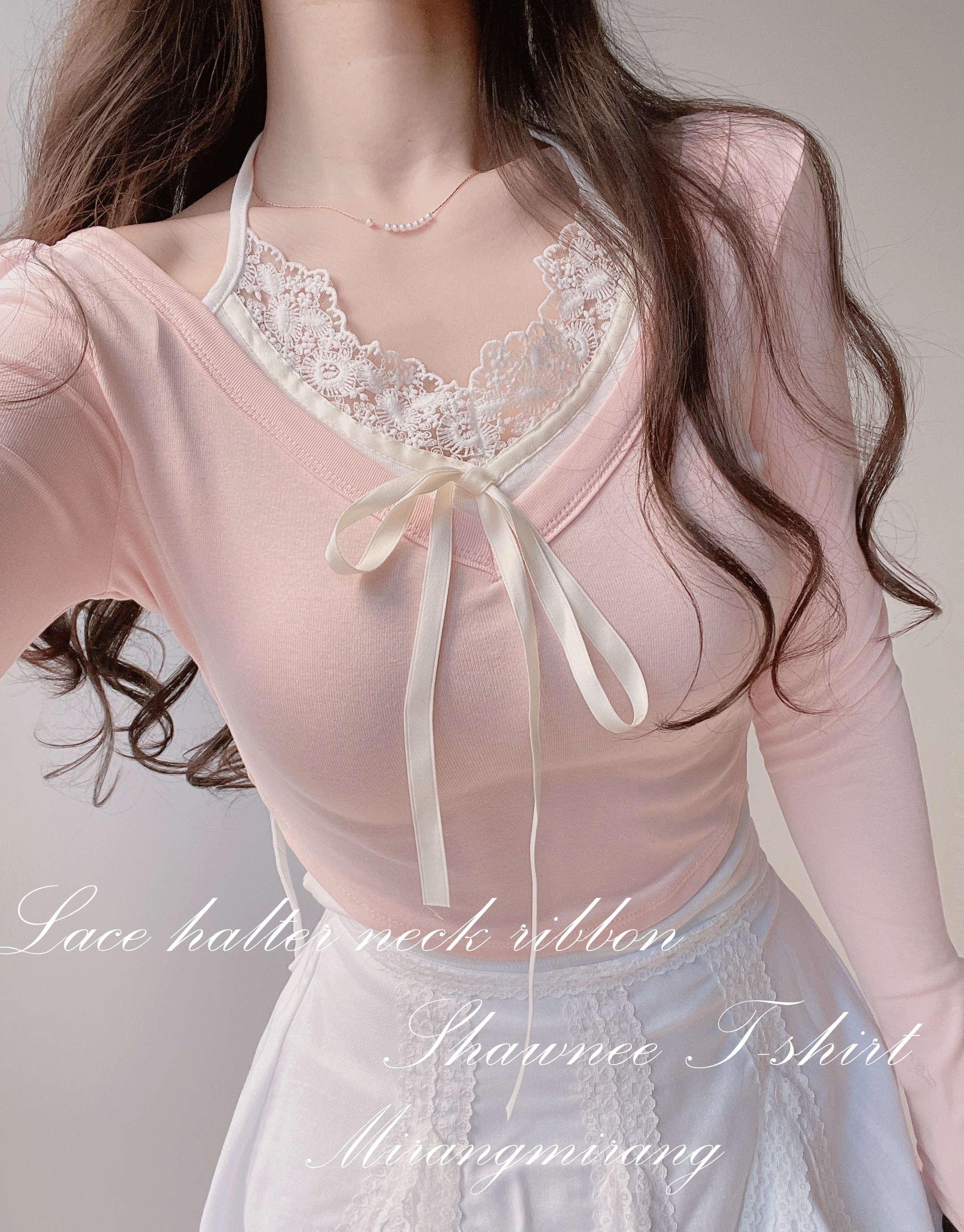 レースホルターネック長袖Tシャツ | レディースファッション通販 - DHOLIC