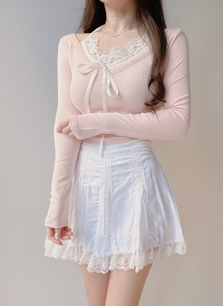 レースホルターネック長袖Tシャツ | レディースファッション通販 - DHOLIC