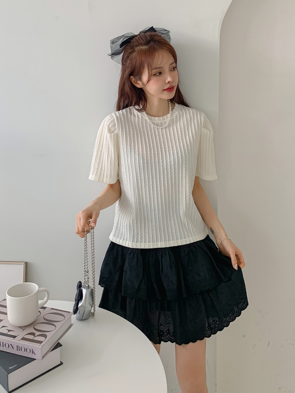 ケーブルラウンドパフ半袖Tシャツ | 詳細画像4