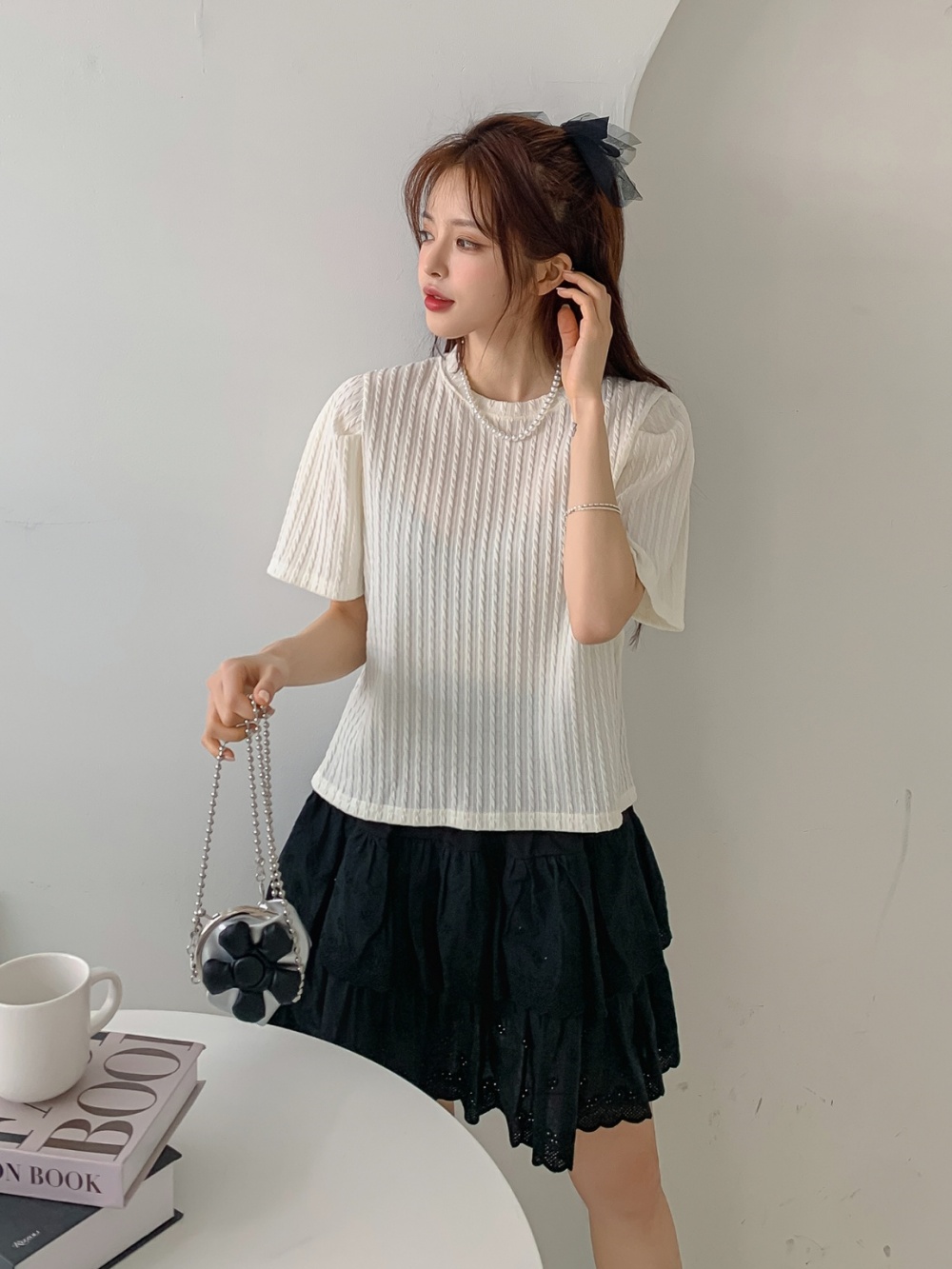 ケーブルラウンドパフ半袖Tシャツ | 詳細画像6