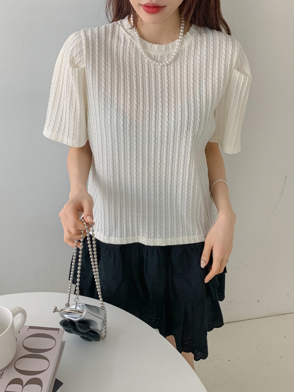 ケーブルラウンドパフ半袖Tシャツ | 詳細画像7