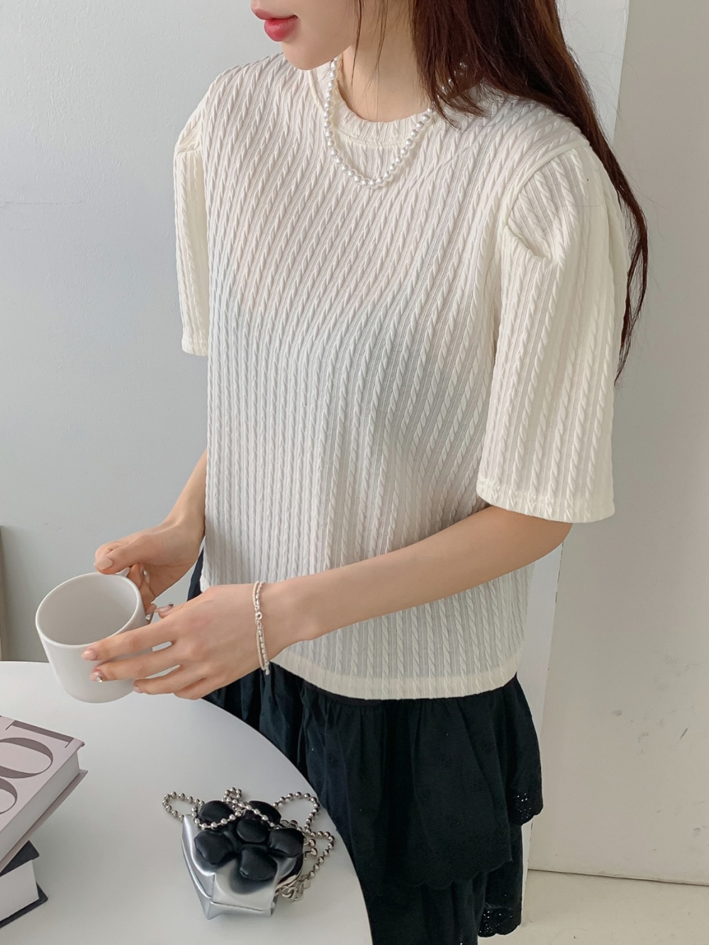 ケーブルラウンドパフ半袖Tシャツ | 詳細画像14