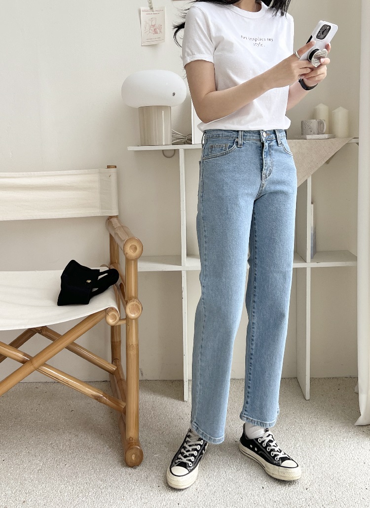 クロップドストレートデニムパンツ | レディースファッション通販 - DHOLIC 