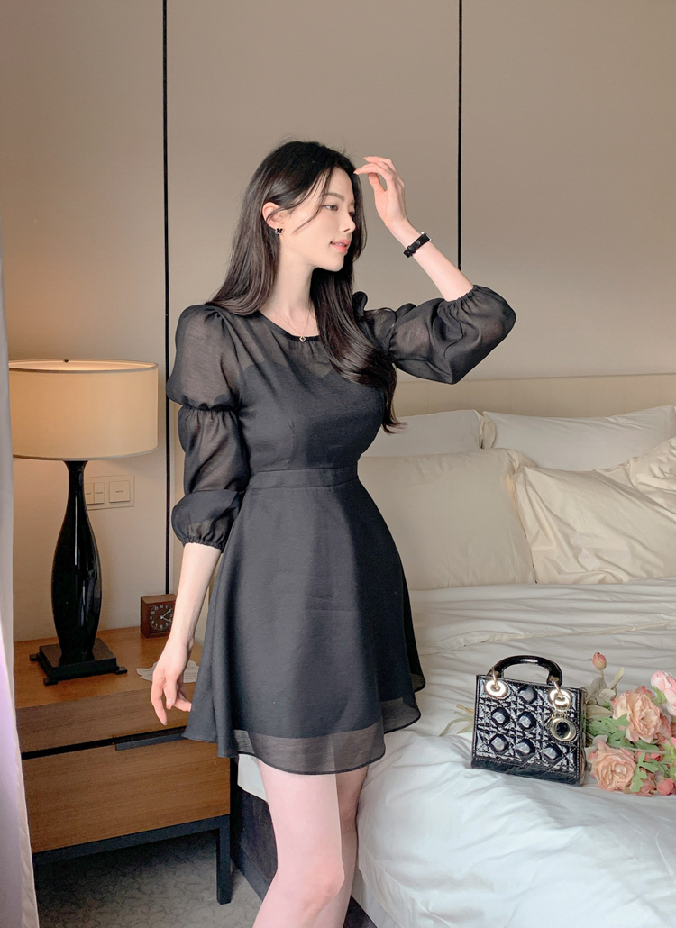 シフォンパフAラインシースルーミニワンピース | レディース