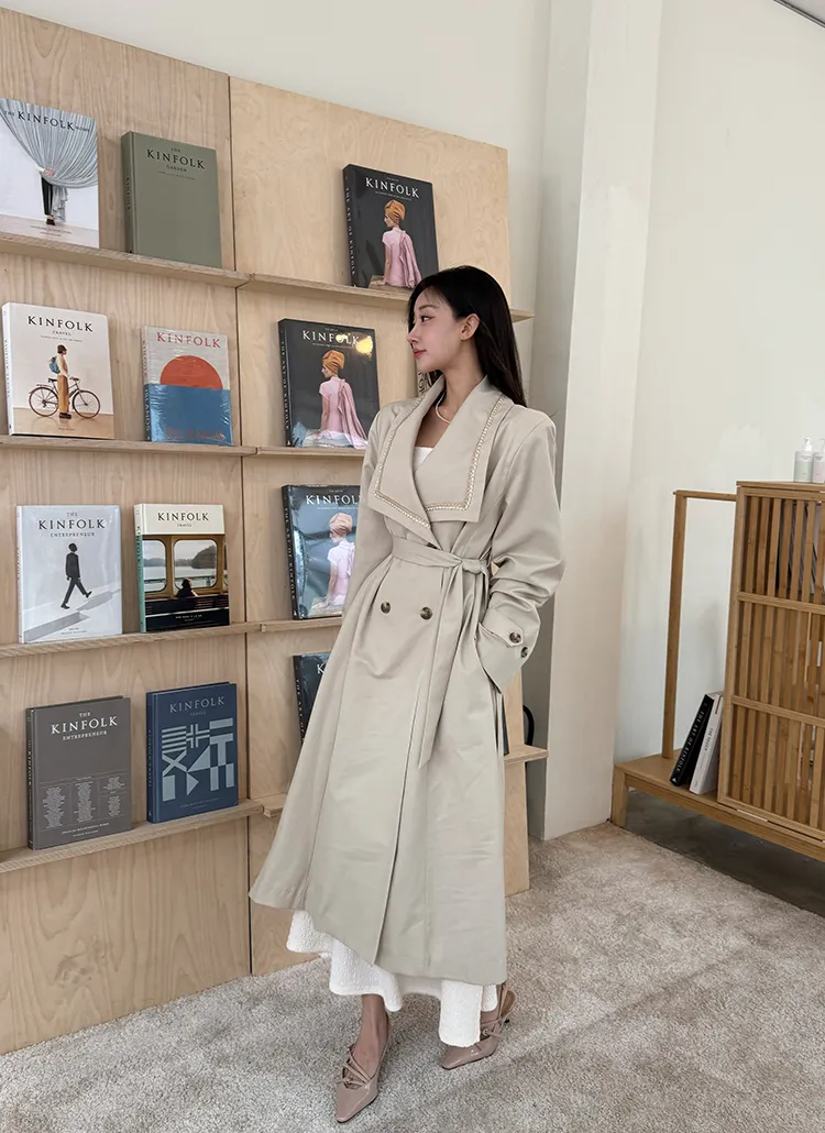 ライン配色ビッグカラートレンチコート | レディースファッション通販  