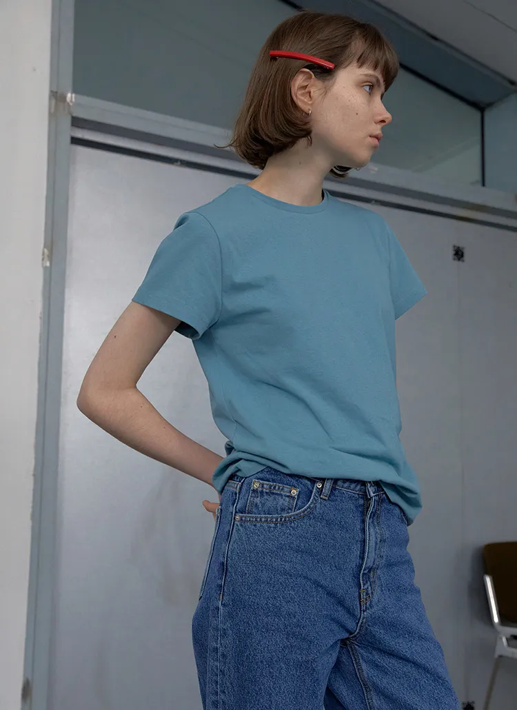 コットン半袖Tシャツ(mint blue) | 詳細画像1