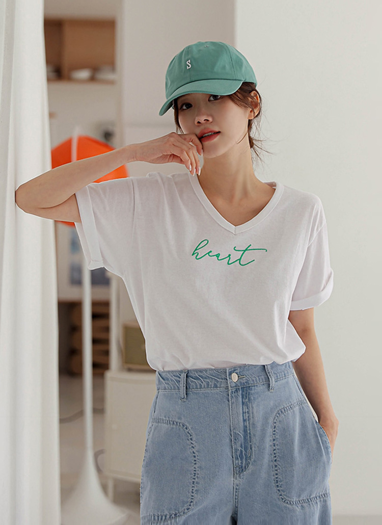 刺繍ロゴVネック半袖Tシャツ・p647844 - 人気商品多数
