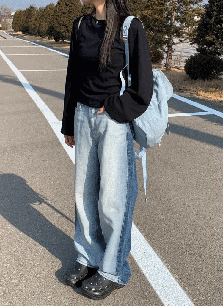 ツートーンユニークデニムパンツ | mandarinetree | 詳細画像1