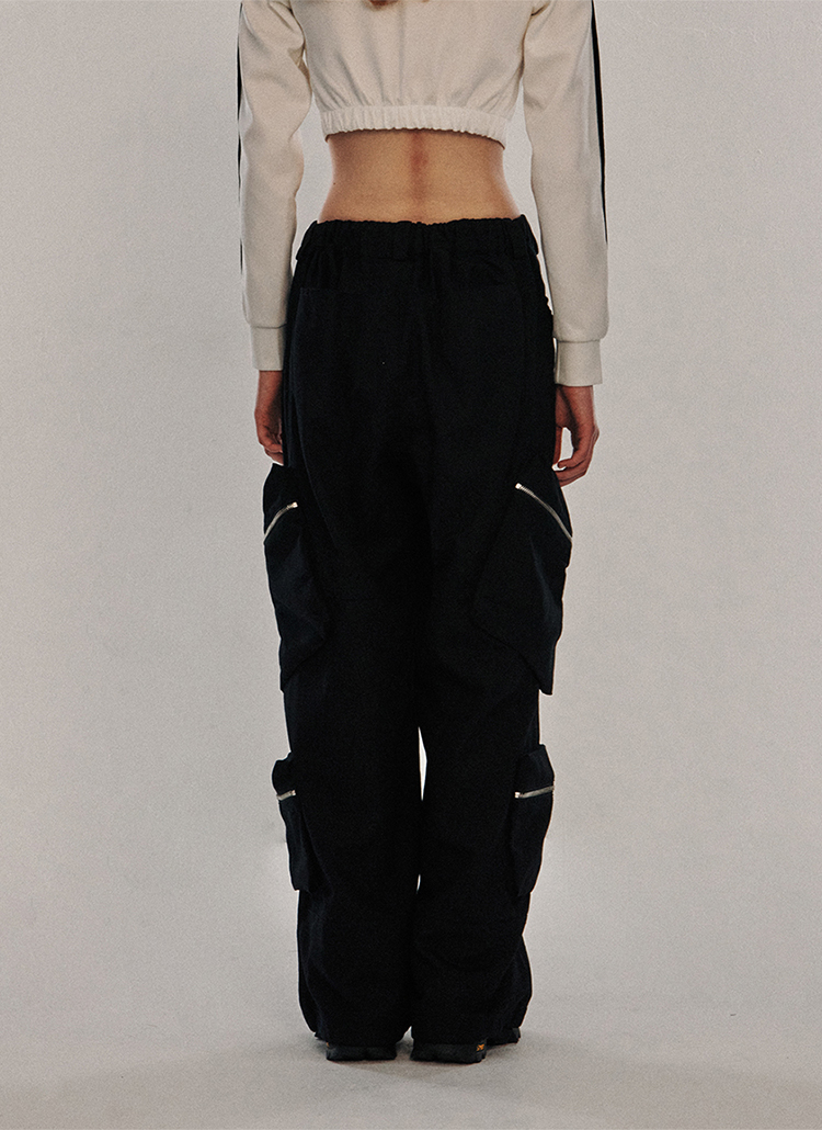 2WAYダブルジップカーゴパンツ(BLACK) | レディースファッション