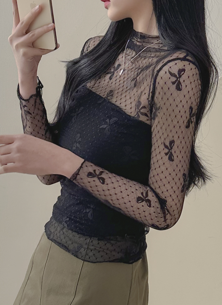 シアーリボンドットTシャツ | レディースファッション通販 - DHOLIC