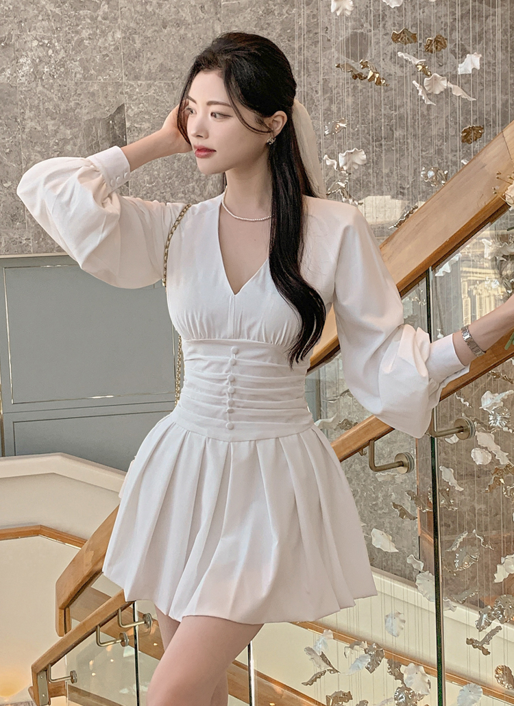 パフスリーブ ラップVネック Vバック フリル付き ミニワンピース ZARA - ショートvネックワンピース zara ZARA ロング