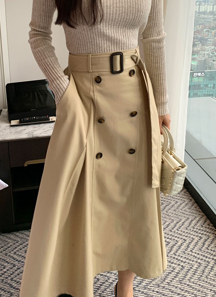 ダブルボタントレンチスカート | レディースファッション通販 - DHOLIC