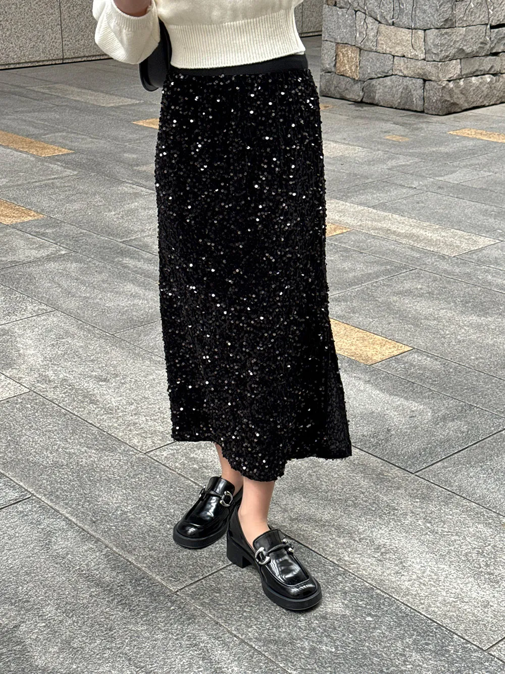 2TYPEスパンコールベロアロングスカート | レディースファッション通販  