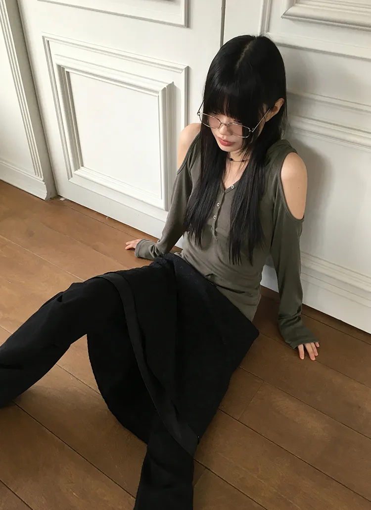 オープンショルダーフードTシャツ | WONDERWONDER | 詳細画像1