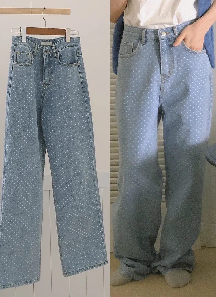 ドットワイドデニムパンツ | naturalmind | 詳細画像1