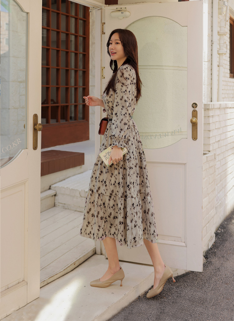 スモークネック花柄ワンピース | レディースファッション通販 - DHOLIC